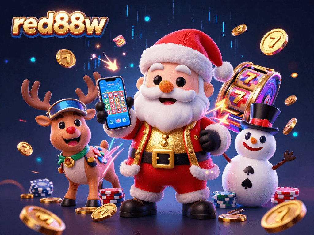 Experience thrilling wins at red88w with vibrant slots and festive casino fun featuring Santa and friends.