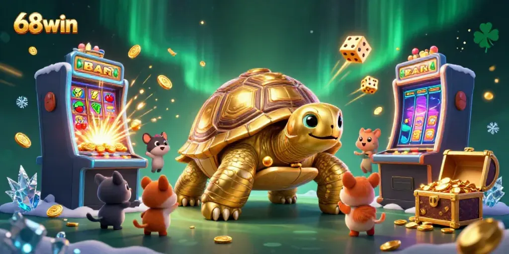 Experience thrilling gaming excitement at 68win with a dazzling jackpot scene filled with vibrant casino elements.
