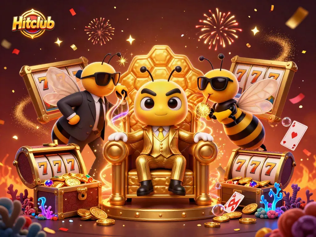 Experience thrilling gameplay with Hitclub in an extravagant 3D casino scene bursting with excitement.