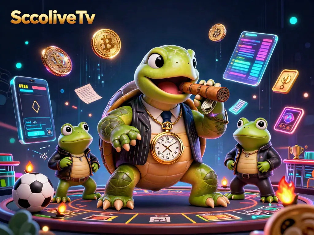 SocoliveTv sports betting scene featuring a snapping turtle mobster and bullfrog enforcers.