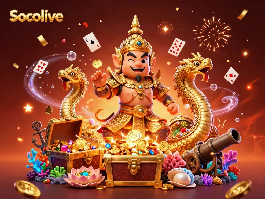 Socolive engages players with immersive visuals in a vibrant online casino scene bursting with energy.