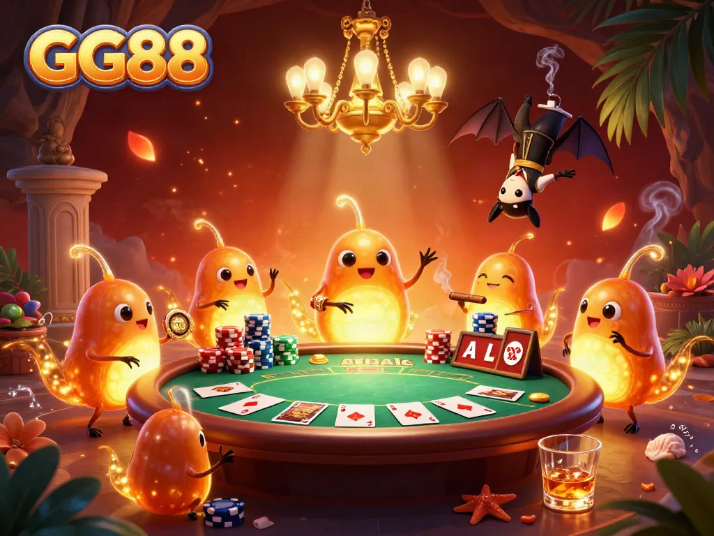 Experience the thrill of GG88 in a vibrant cave casino, illuminated by glowworms.