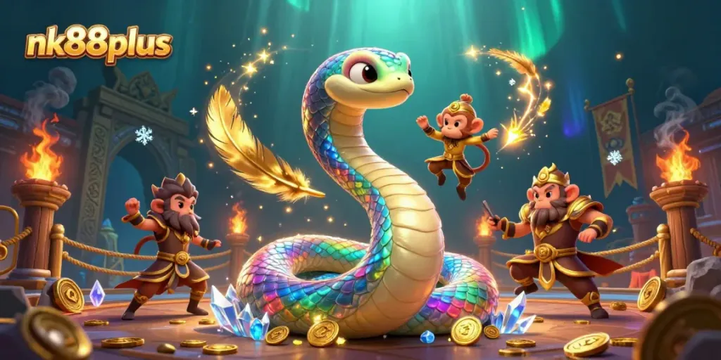 Experience thrilling gameplay at nk88plus with vibrant 3D illustrations featuring dynamic casino elements.
