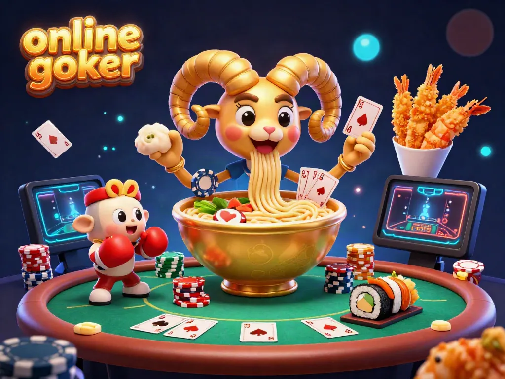 Engage in exciting online poker games with vibrant cartoon characters and casino elements featured.