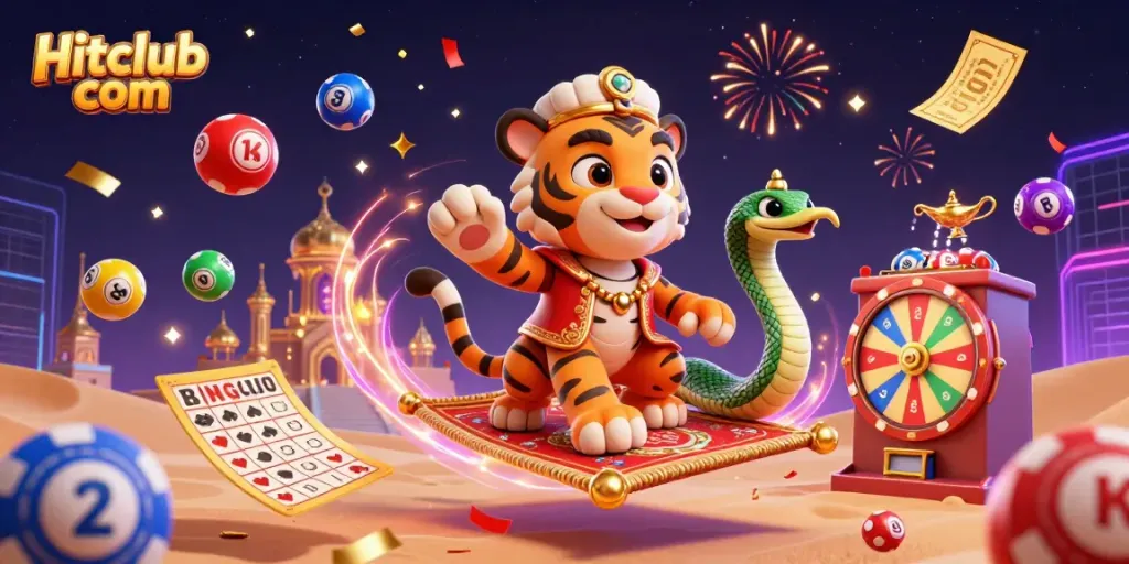 Experience the colorful excitement of Hitclub com with this vibrant 3D casino scene showcasing engaging game elements and characters.