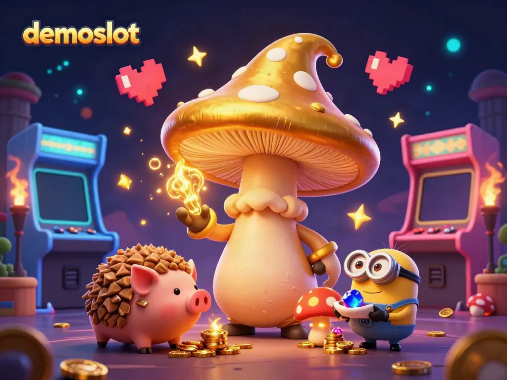 Engage in winning strategies with demoslot featuring a magical golden wizard and vibrant game elements in a casino setting.